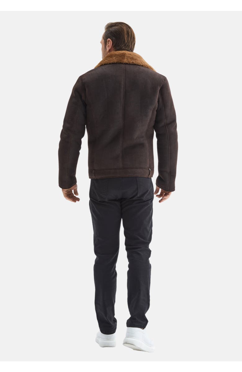 Furniq UK Shearling Jacket, Alternate, color, Brown