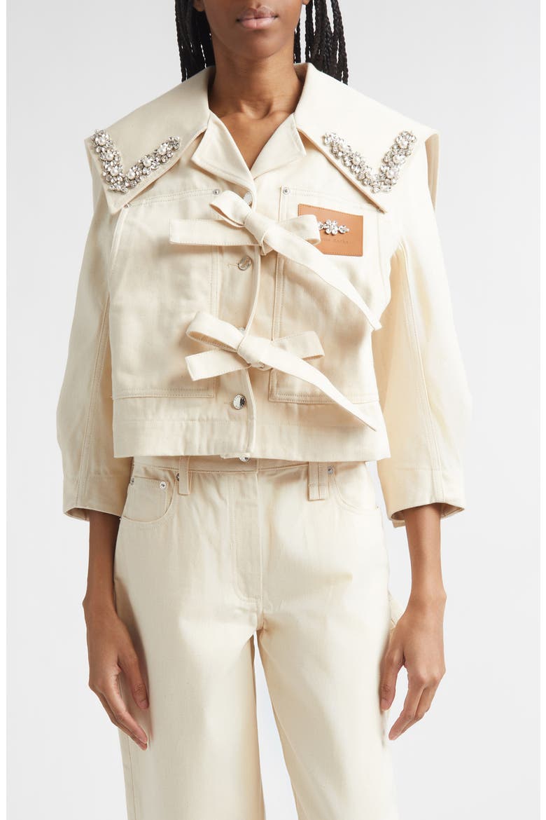 Cropped Sailor Collar Workwear Jacket, Main, color, ECRU/ PEARL/ CLEAR