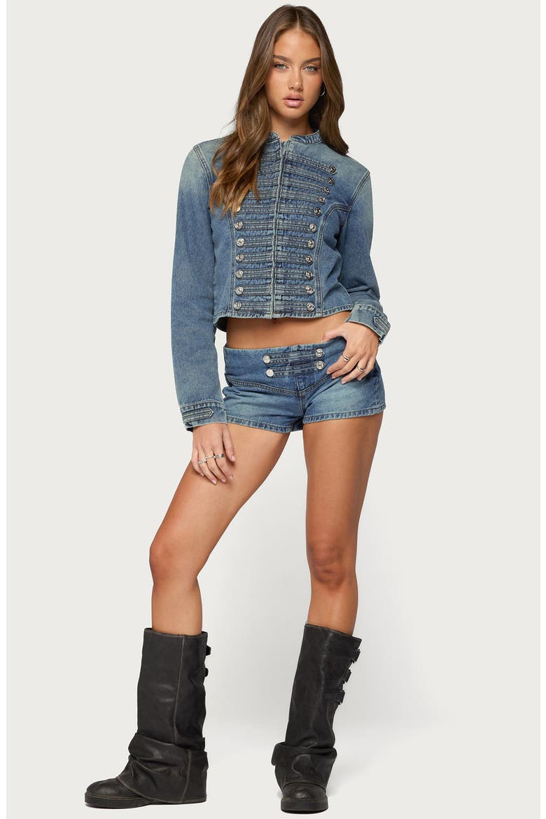 Jazzy Denim Napoleon Jacket, Alternate, color, LIGHT-BLUE-WASHED