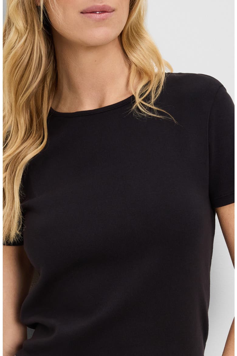 Haley Fine Binded Cotton T-Shirt, Alternate, color, BLACK