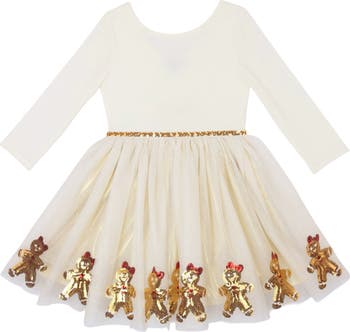Kids' Sequin Gingerbread Border Dress