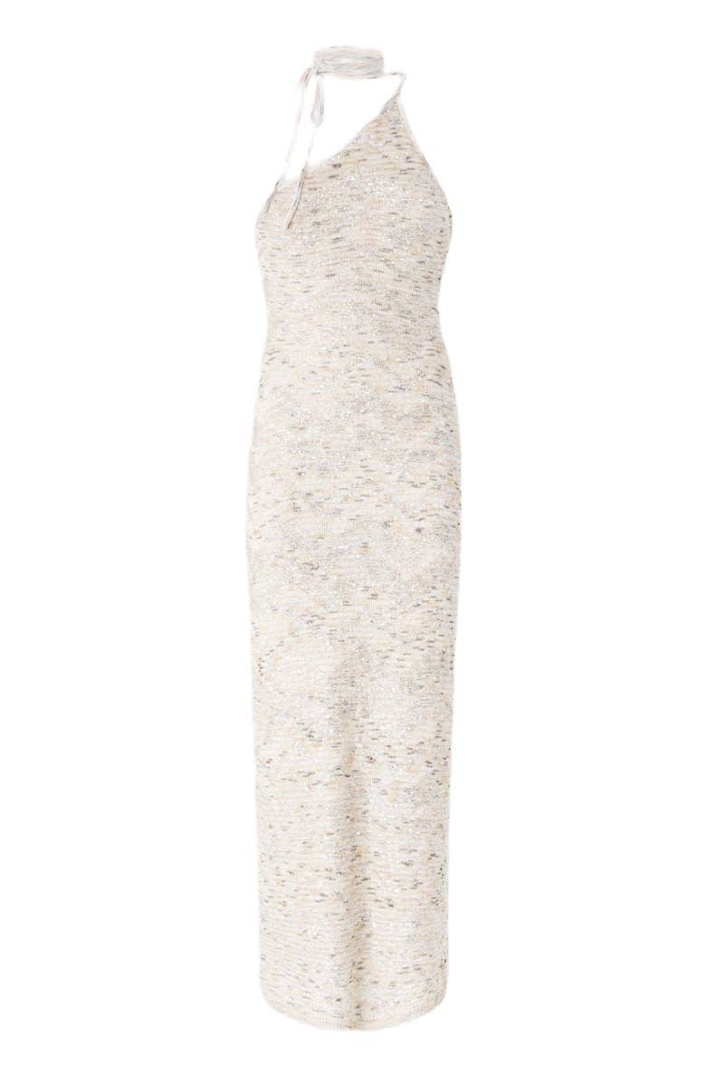 Missoni Long One-shoulder Dress In Slub Knit With Sequins, Alternate, color, White & Beige