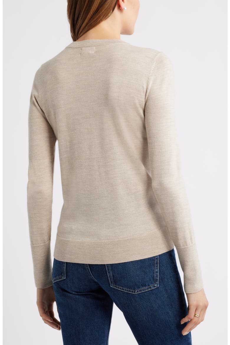 Merino Wool Blend Crewneck Sweater, Alternate, color, TAN DOESKIN HEATHER