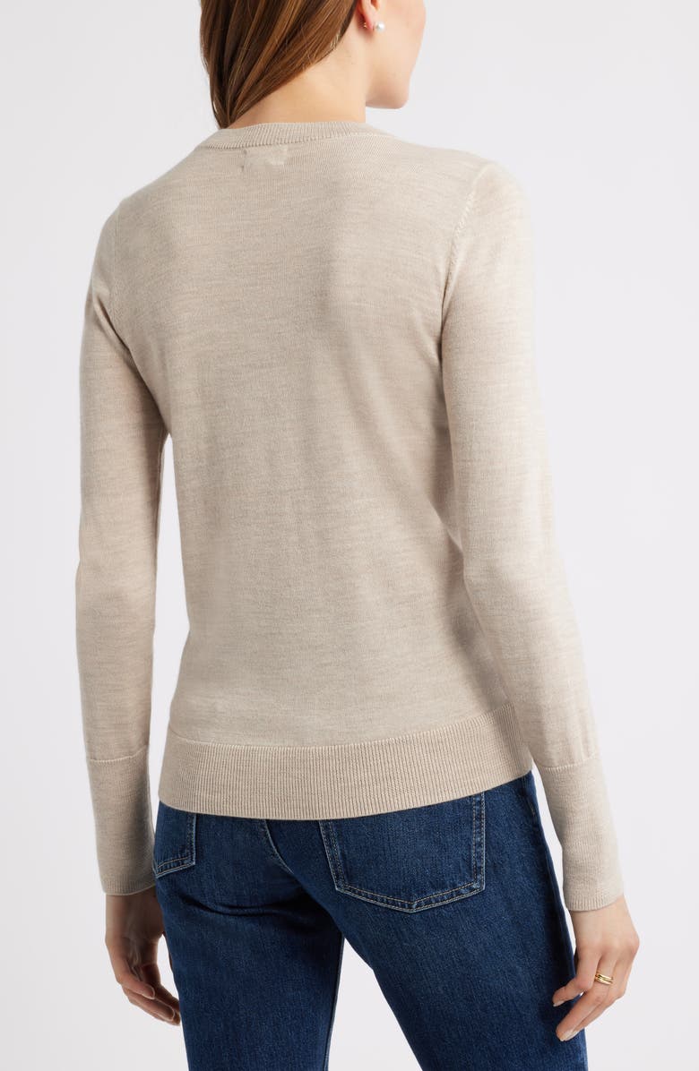 Caslon<sup>®</sup> Merino Wool Blend Crewneck Sweater, Alternate, color, Tan Doeskin Heather