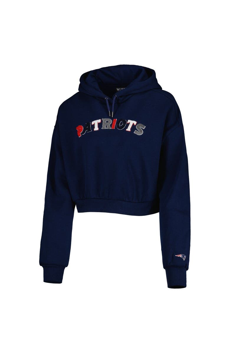 THE WILD COLLECTIVE Women's The Wild Collective Navy New England Patriots Cropped Pullover Hoodie, Alternate, color, Navy