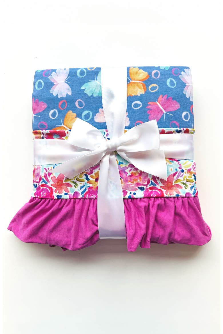Korrie Butterflies Ruffle Toddler Blanket, Main, color, Blue