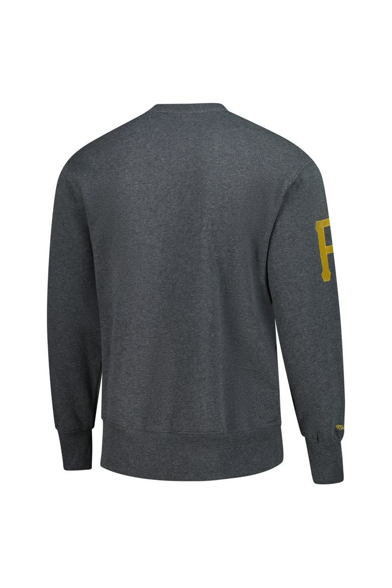 Men's Mitchell & Ness Roberto Clemente Heather Charcoal Pittsburgh Pirates Legends Collection Vintage Logo Name & Number Fleece Pullover Sweatshirt, Alternate, color, Heather Charcoal