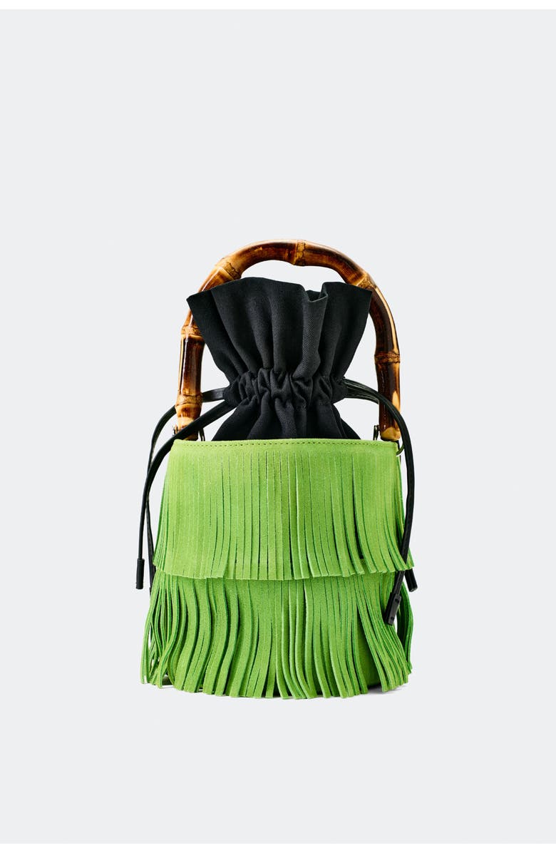 SIMONMILLER Tiki Fringe Suede Bag, Alternate, color, Moss Green
