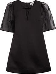 【GANNI】 Fringed Organza Mini Dress ブラック ミニドレス Black Black Fringed Organza Mini Dress | GANNI US