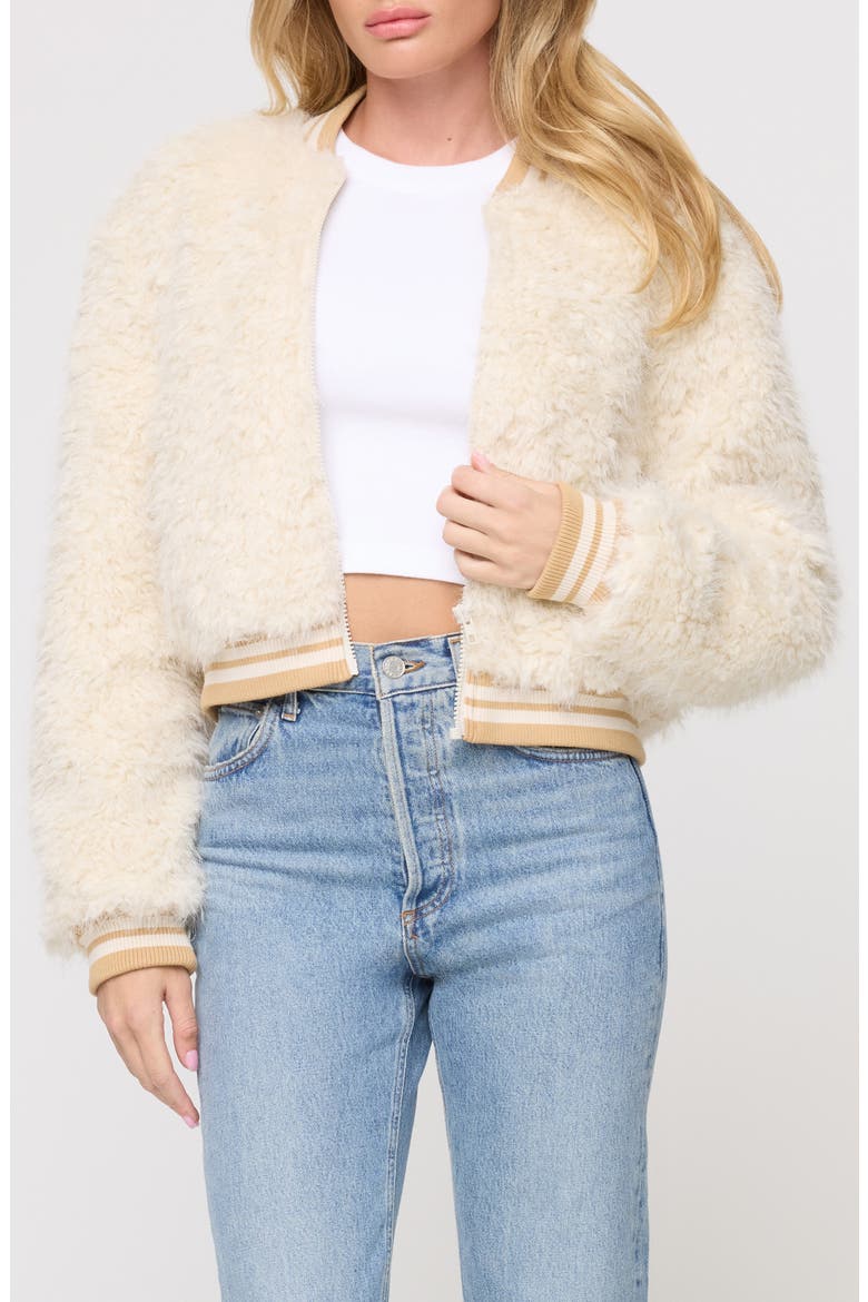 Valley Faux Fur Bomber Jacket, Main, color, TAN TIPPING