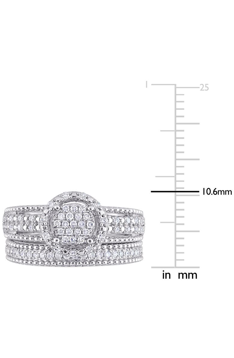 Julianna B. Diamond Cluster Bridal Ring Set, Alternate, color, Sterling Silver