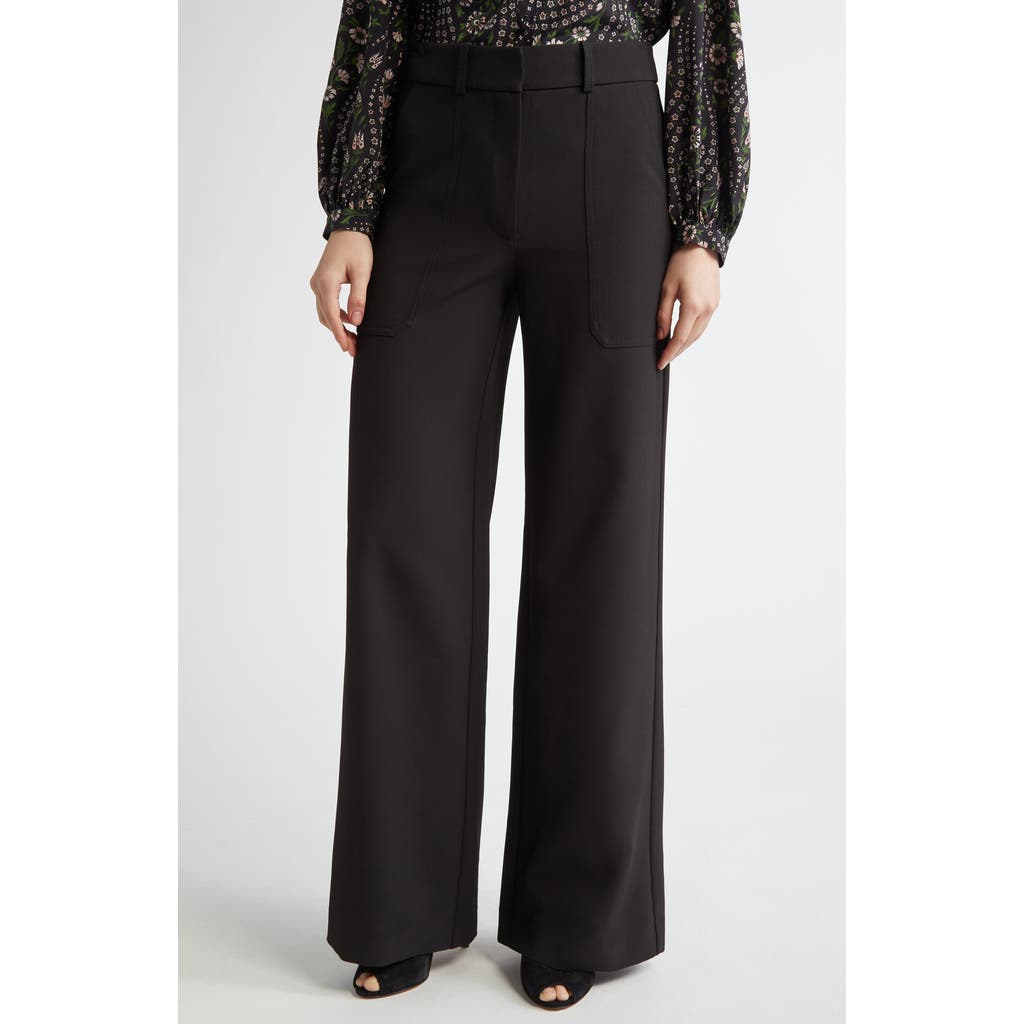Veronica Beard Hibiscus Black Stretch-twill Trousers