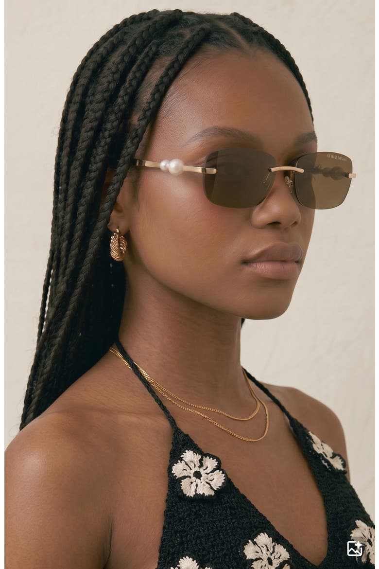 Perla 57mm Rectangular Sunglasses, Alternate, color, TORTE/ BROWN