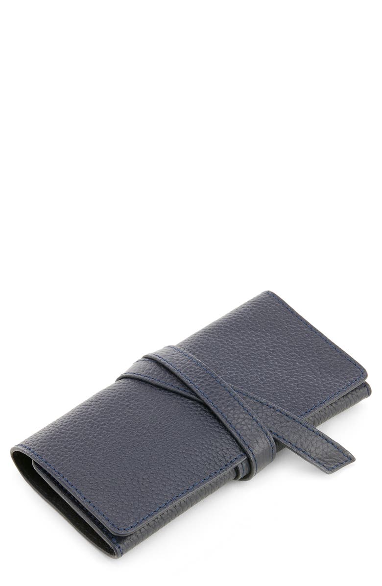 ROYCE New York Leather Tech Cord Organizer Roll, Main, color, Navy Blue