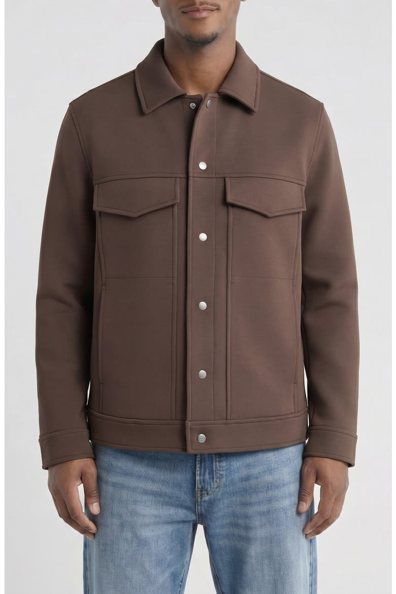 Double Face Performance Twill Trucker Jacket, Alternate, color, CHOCOLATE