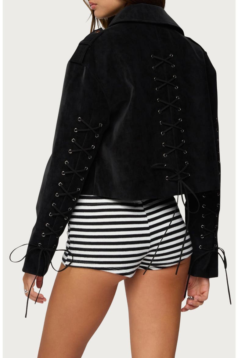 Ryder Faux Suede Biker Jacket, Alternate, color, BLACK