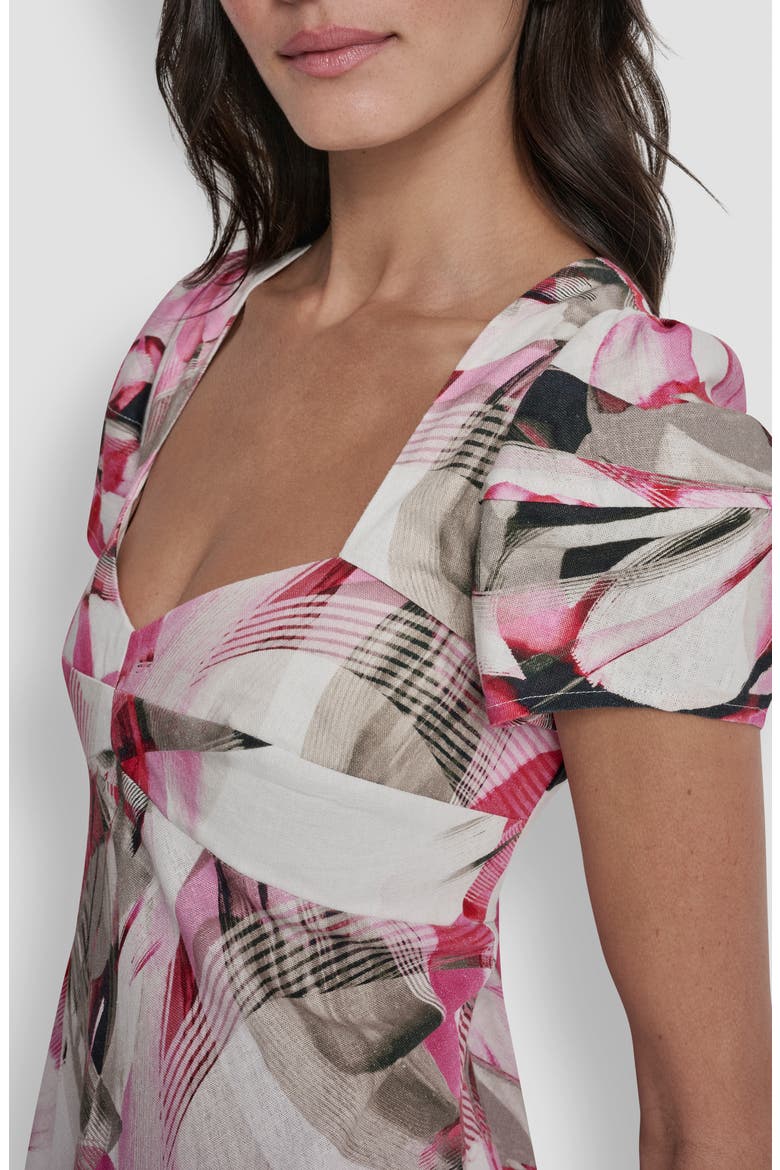 Print Short Sleeve Midi Dress, Alternate, color, SPRING WISPS