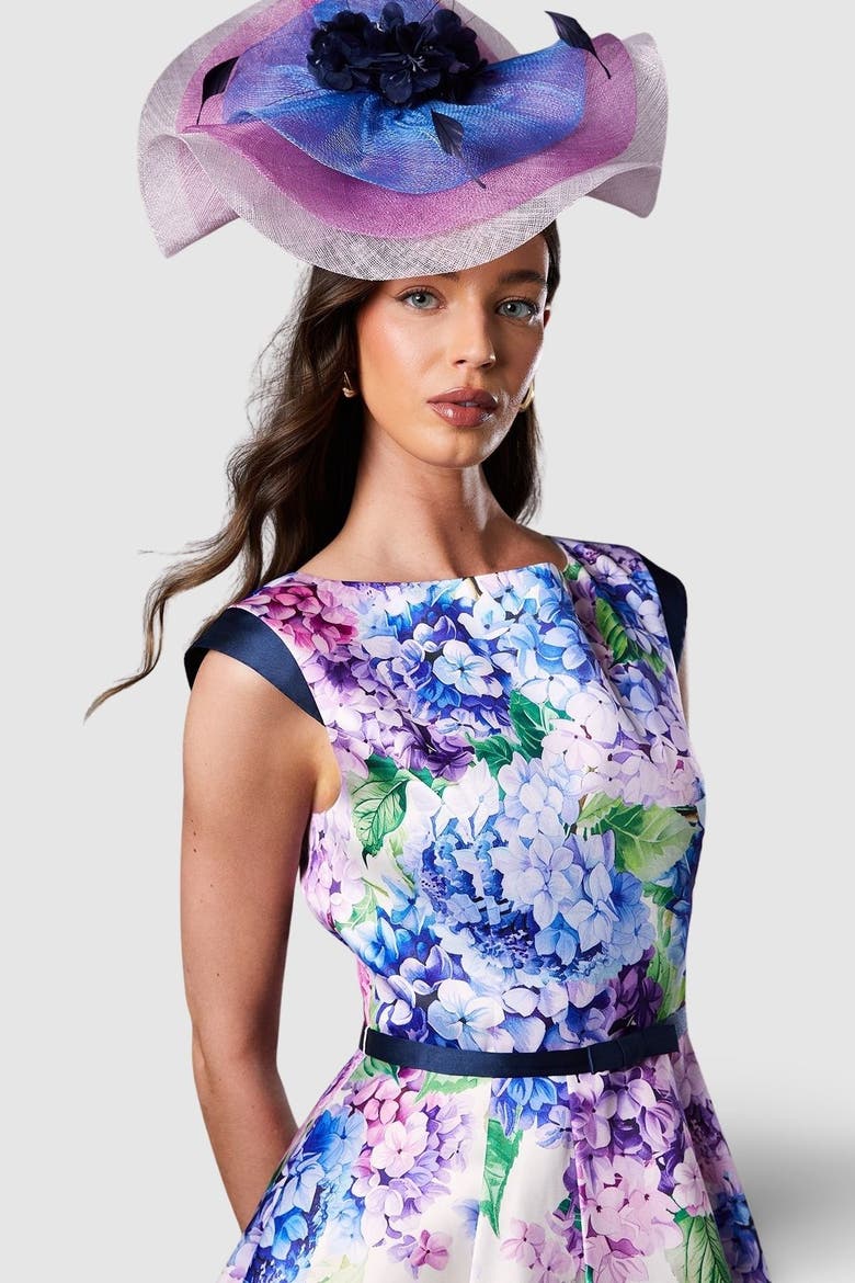 Twill Hi-Lo Floral Midi Dress, Alternate, color, Multi