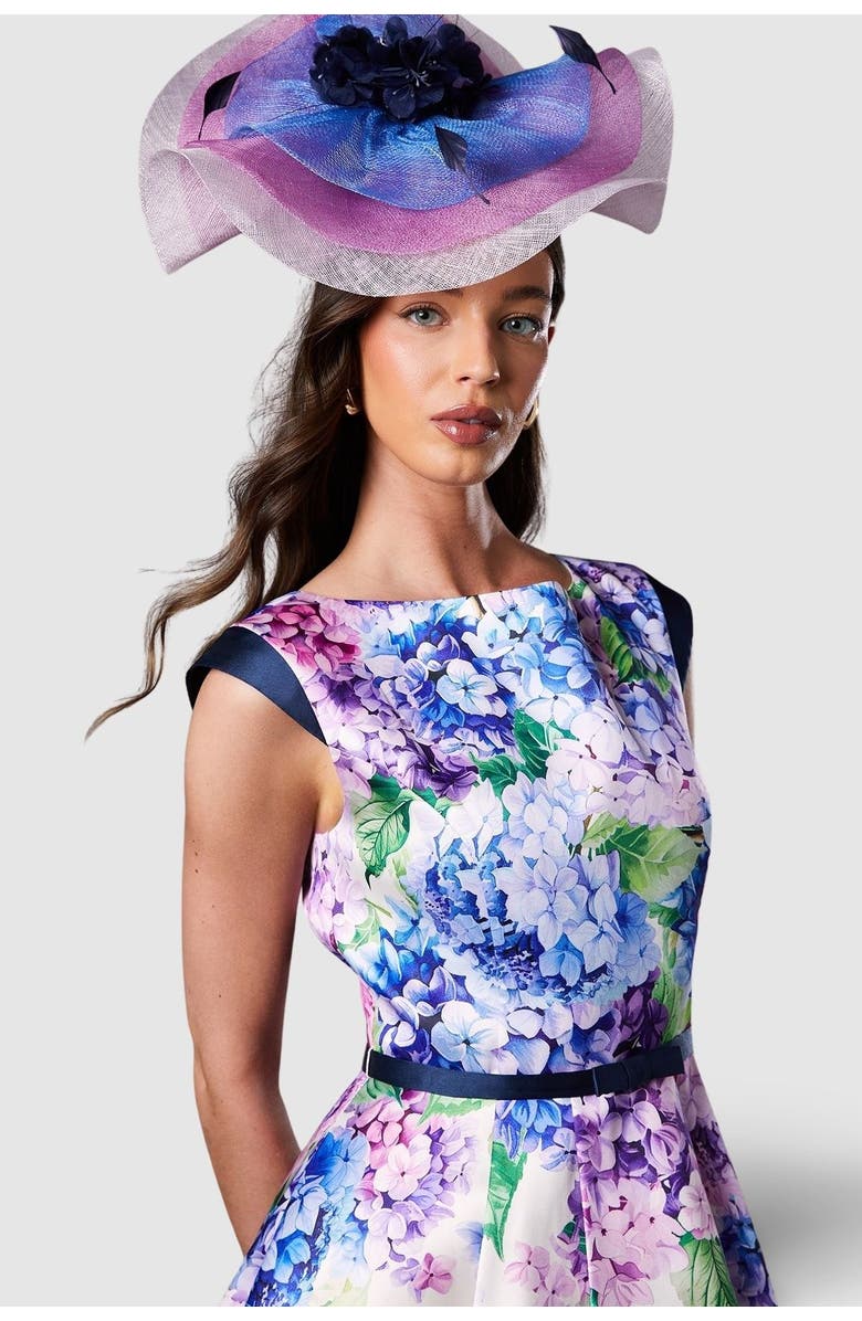 Coast Twill Hi-Lo Floral Midi Dress, Alternate, color, Multi