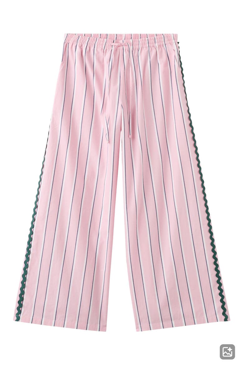 Striped RickRack Trim Pants, Main, color, PASTEL PINK