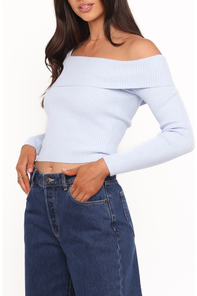 Aleena One-Shoulder Rib Sweater, Alternate, color, LIGHT BLUE