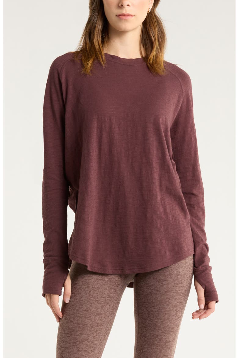 Relaxed Washed 2.0 Long Sleeve Slub Tee, Main, color, BURGUNDY FUDGE