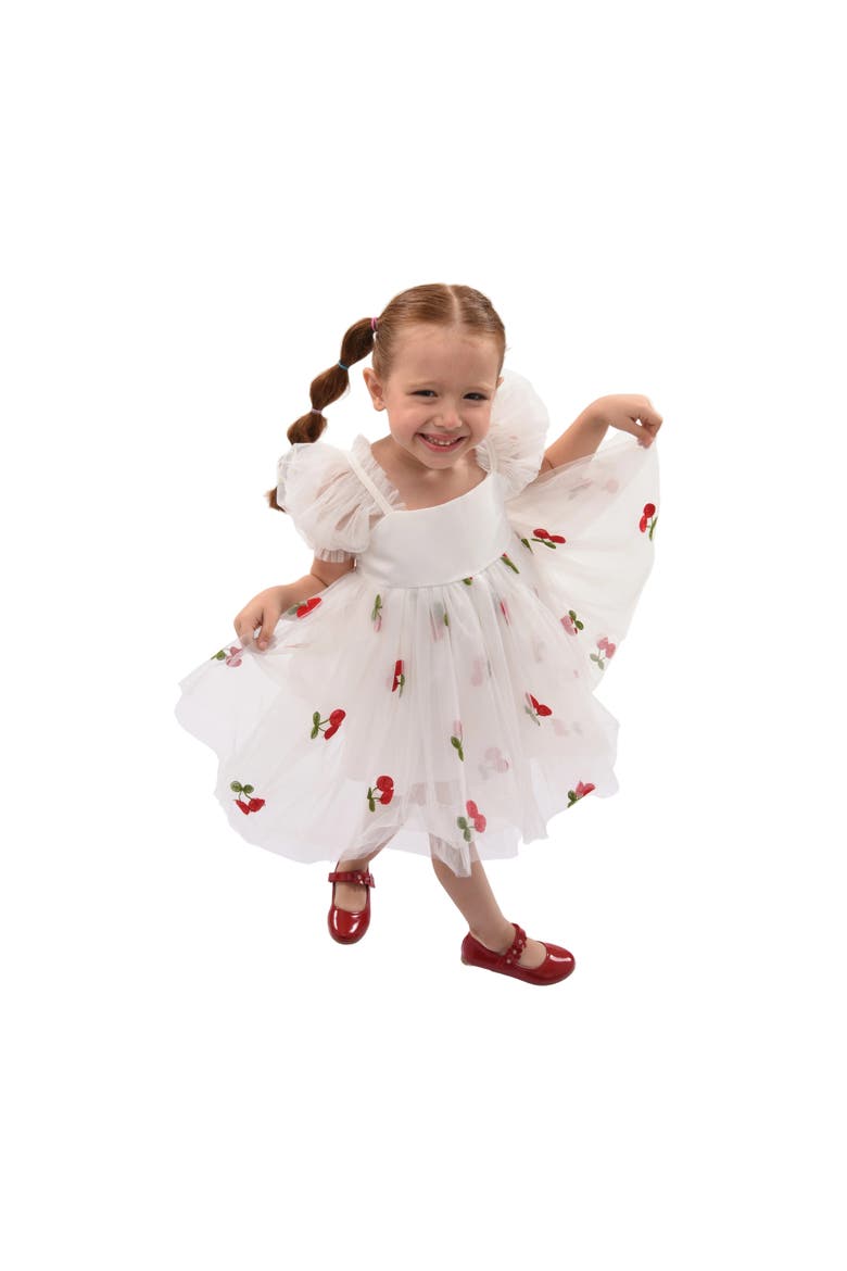 Elysande Cherry Tulle Dress, Alternate, color, White