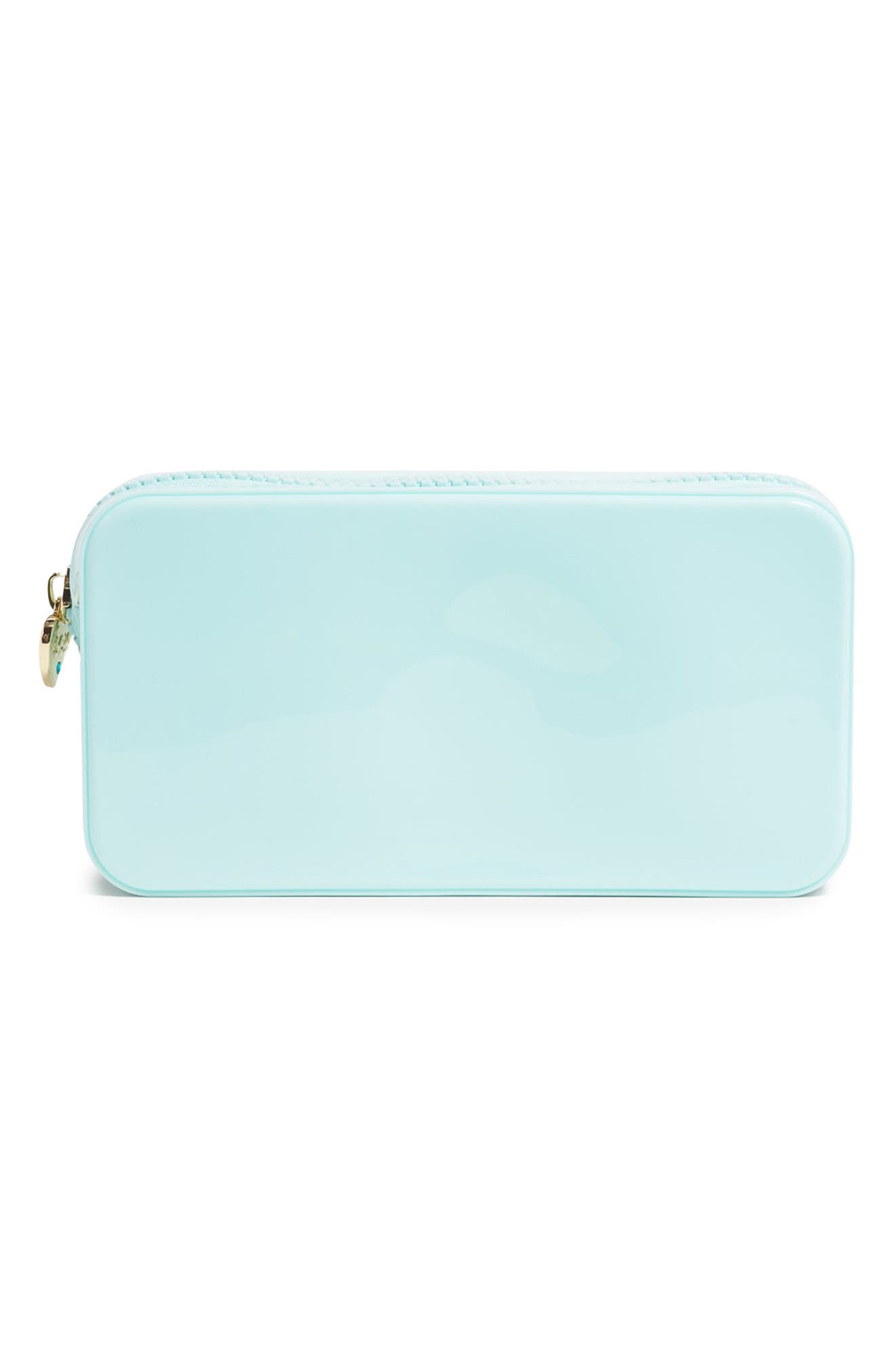 Stoney Clover Lane Small Glitter Clear Pouch, Main, color, Sky