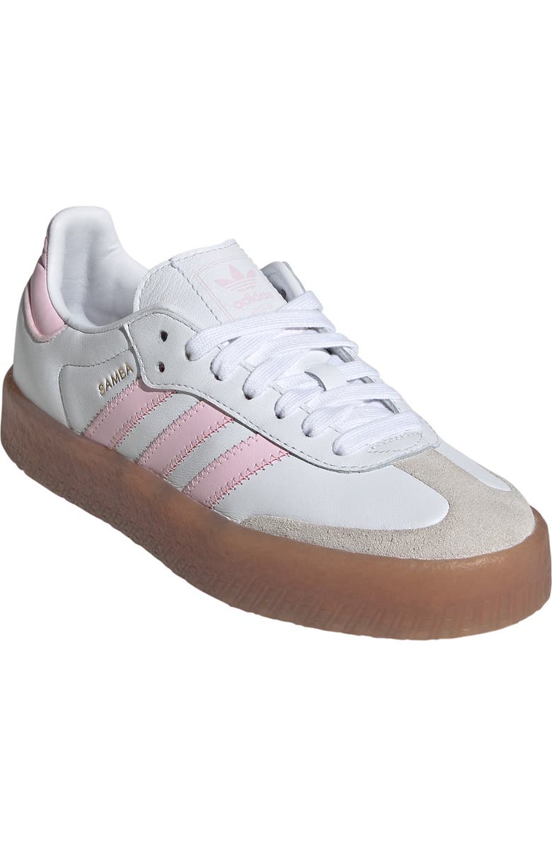 adidas Kids' Sambae Sneaker, Main, color, White/ Clear Pink/ Gold