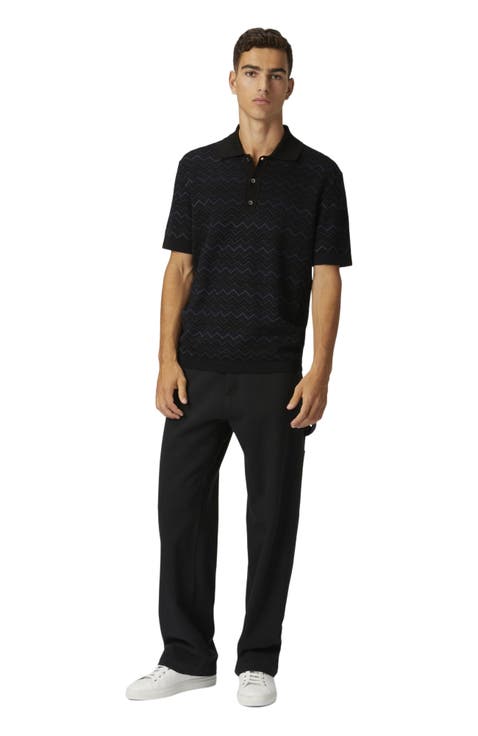 Knitted Polo Shirt In A Cotton And Viscose Blend Zigzag