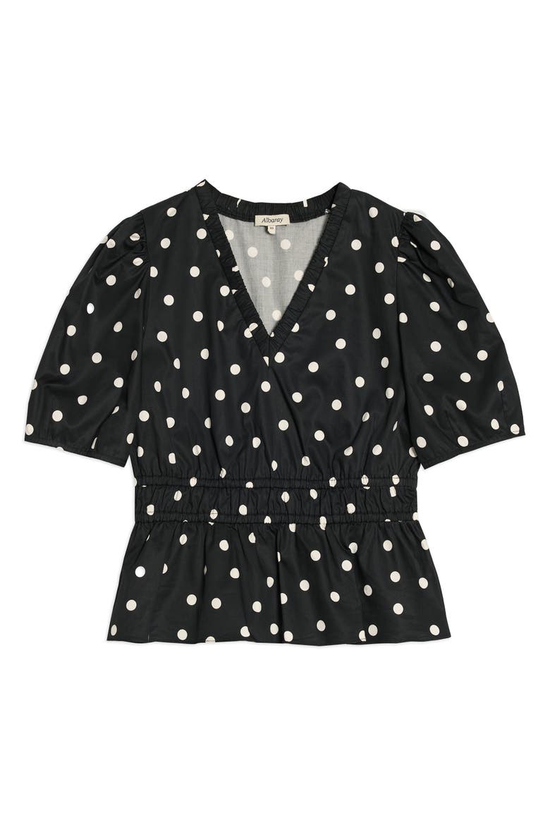 Large Spot Elastic Waist Top, Alternate, color, Black