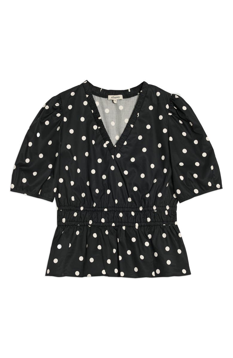 Albaray Large Spot Elastic Waist Top, Alternate, color, Black