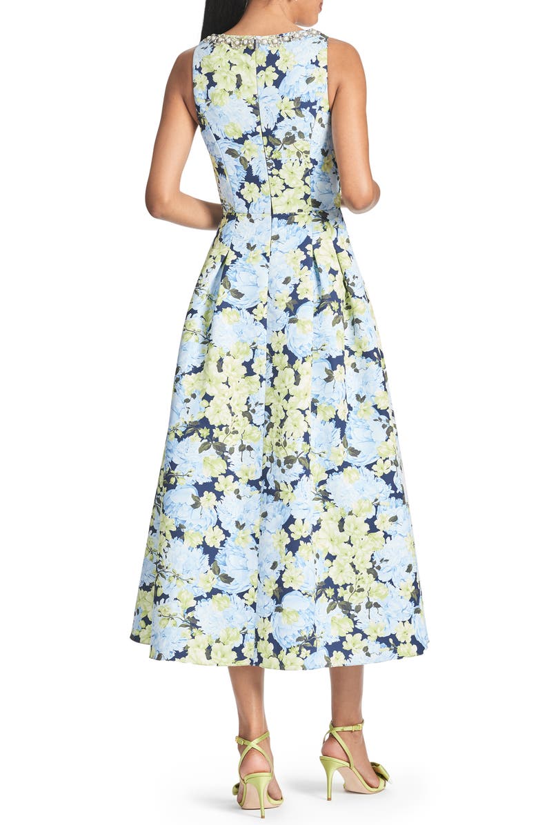 Sachin & Babi Millie Imitation Pearl & Crystal Detail Floral Cocktail Midi Dress, Alternate, color,