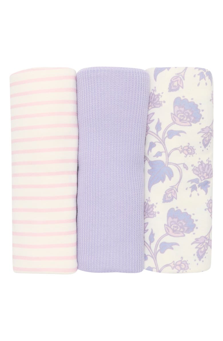 Toby 3-Pack Assorted Paisley Floral Blankets, Main, color, Dusty Plum