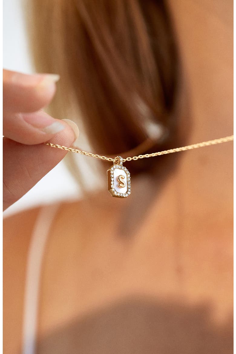 Initial Pendant Necklace, Alternate, color, WHITE M