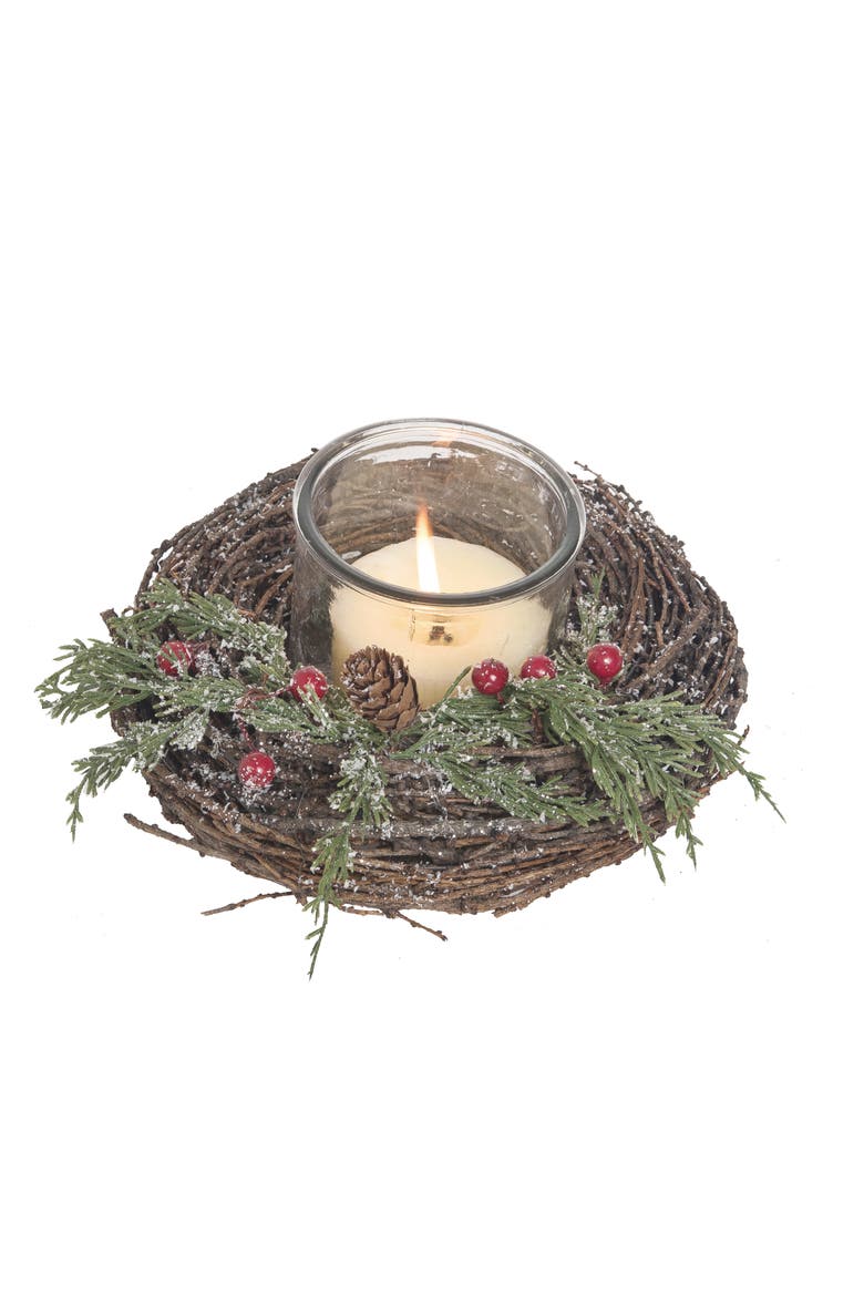 Multicolor Christmas Twig Sparkling Berry Candle Holder, Main, color, Multicolored