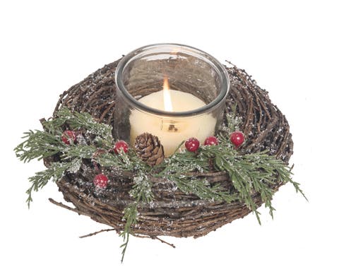 Multicolor Christmas Twig Sparkling Berry Candle Holder