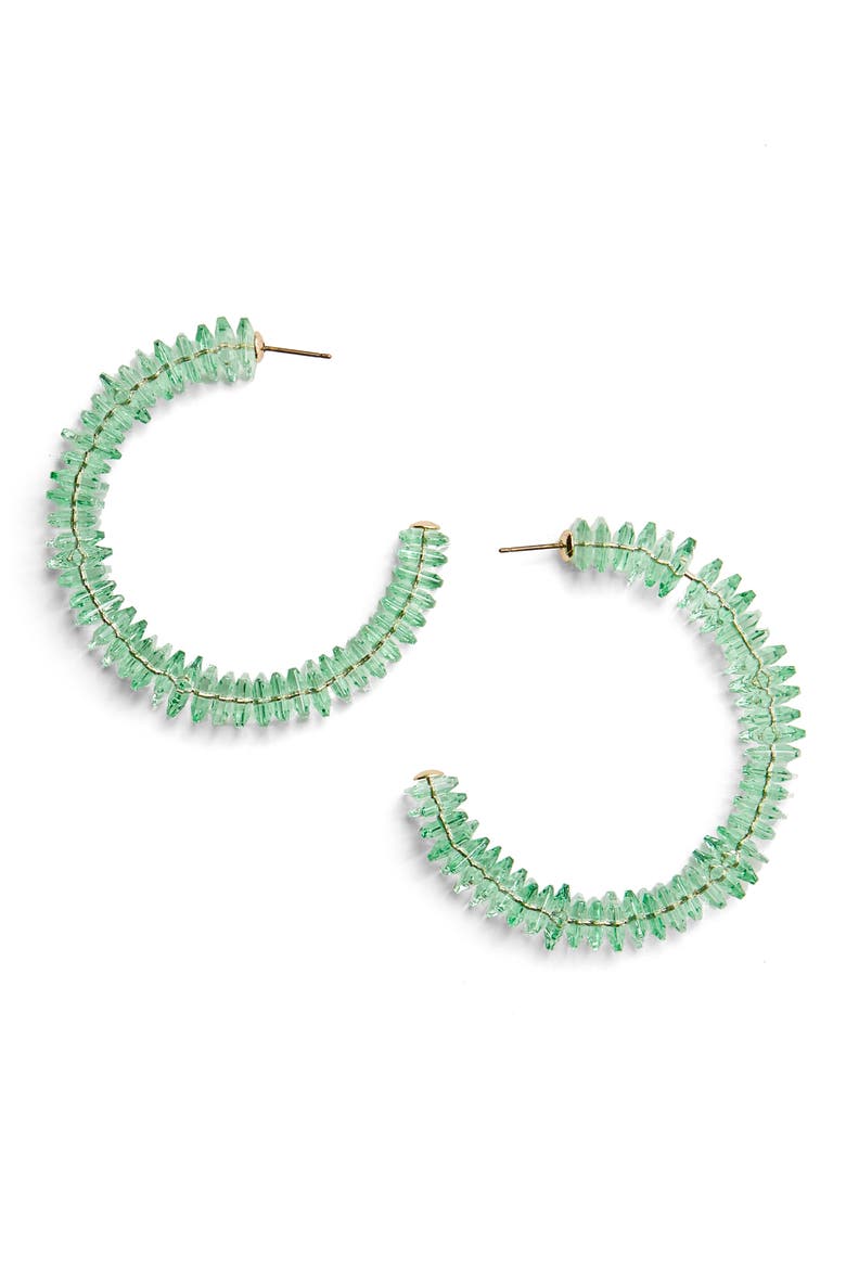 Caylie Crystal Hoop Earrings, Main, color, GREEN