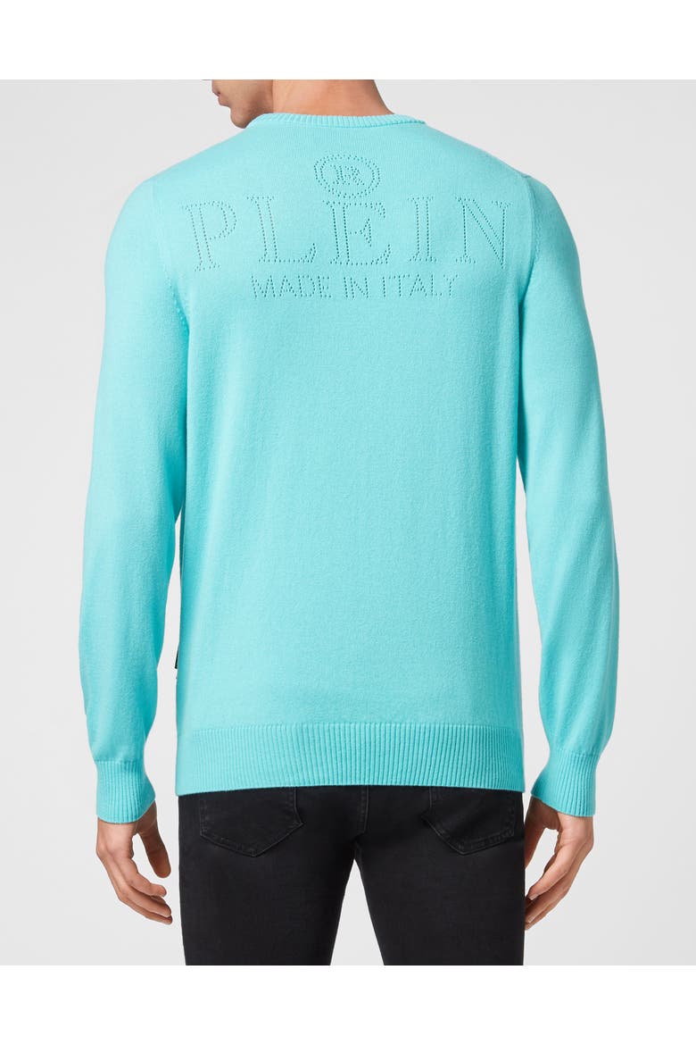 Cashmere Pullover Round Neck Ls Skull And Plein Men, Alternate, color, lightblue