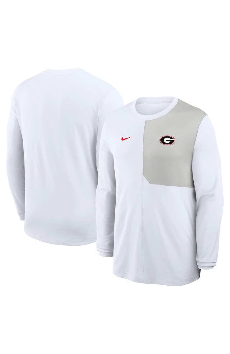 Nike Men's Nike White Georgia Bulldogs 2025 Sideline Coach UV Performance Long Sleeve T-Shirt, Alternate, color, 
