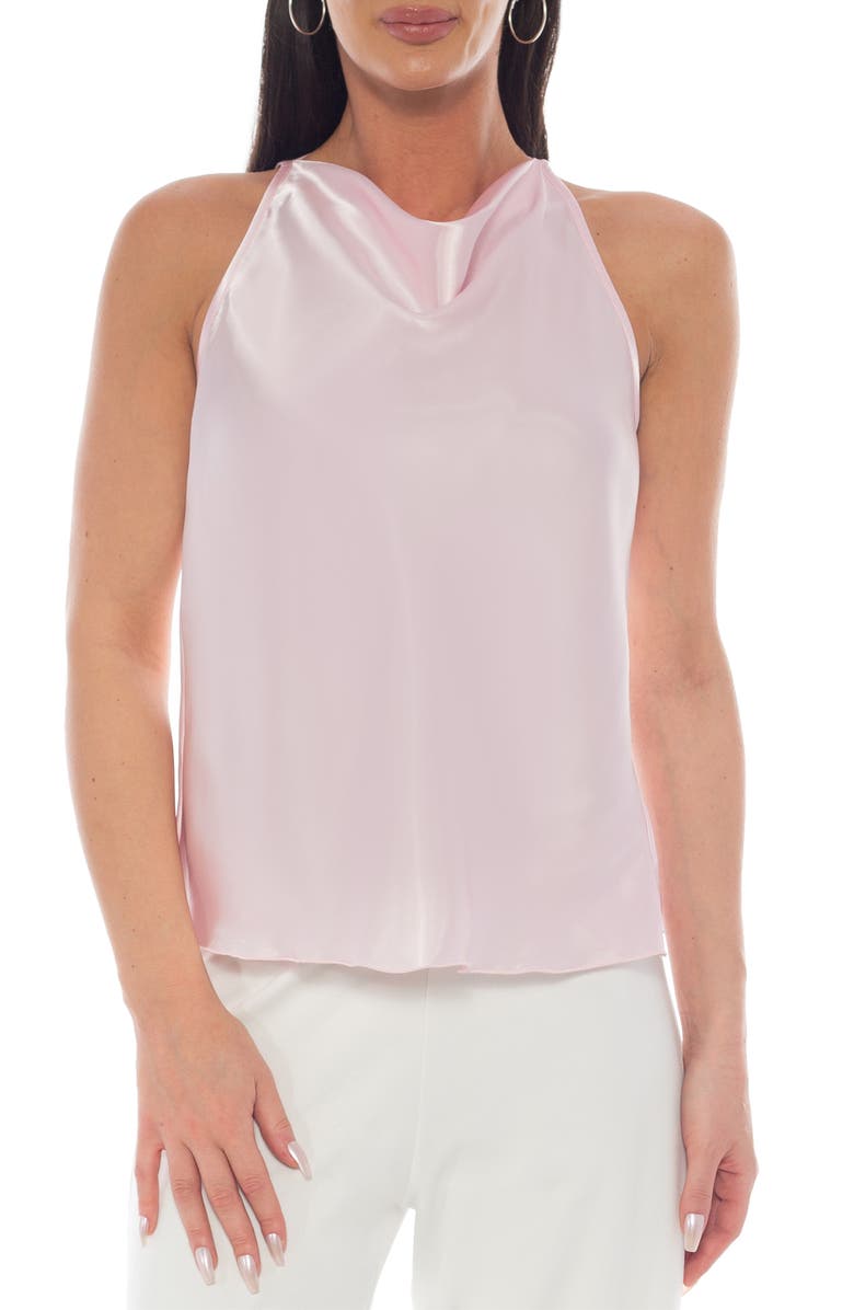 TASH AND SOPHIE Cowl Neck Satin Top, Main, color, Champagne