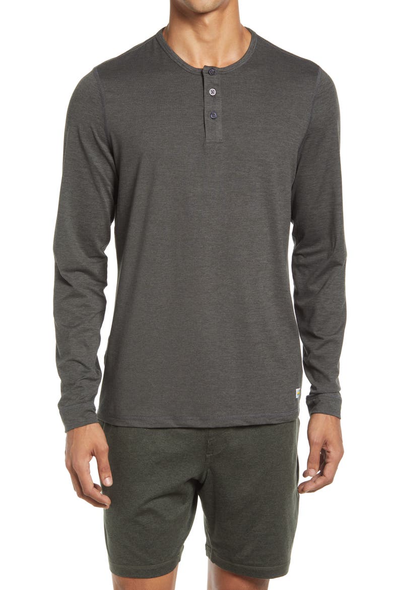 Long Sleeve Ease Performance Henley, Main, color, CHARCOAL HEATHER