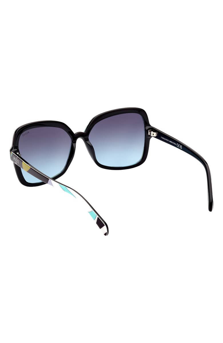 Emilio Pucci 60mm Gradient Butterfly Sunglasses, Alternate, color, Turquoise/ Gradient Smoke