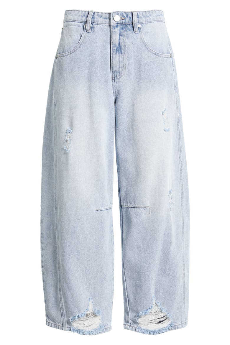 Low Loose Distressed Barrel Leg Jeans, Alternate, color, INDIGO