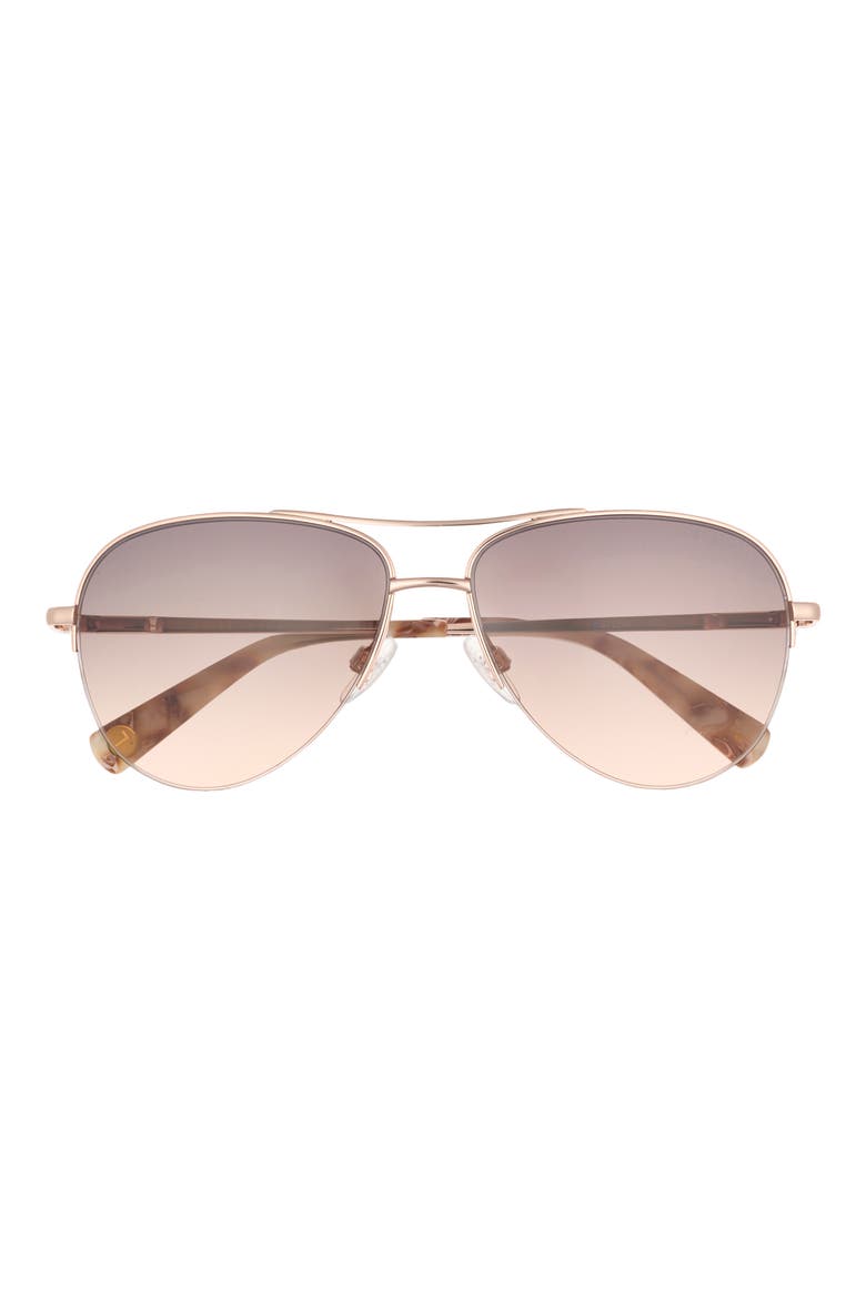 57mm Gradient Half Rim Aviator Sunglasses, Main, color, BLUSH