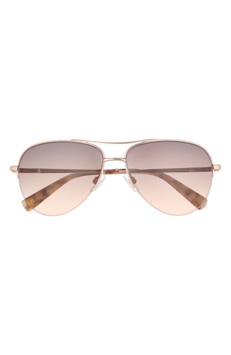 Ted Baker 57mm Gradient Half Rim Aviator Sunglasses, Main, color, Blush