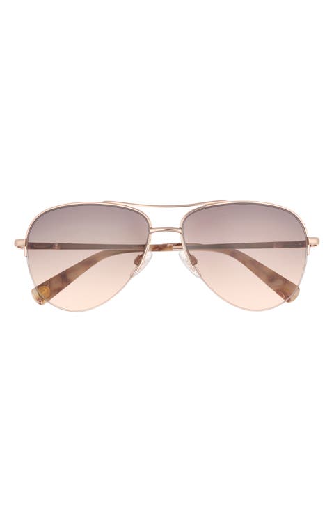 57mm Gradient Half Rim Aviator Sunglasses