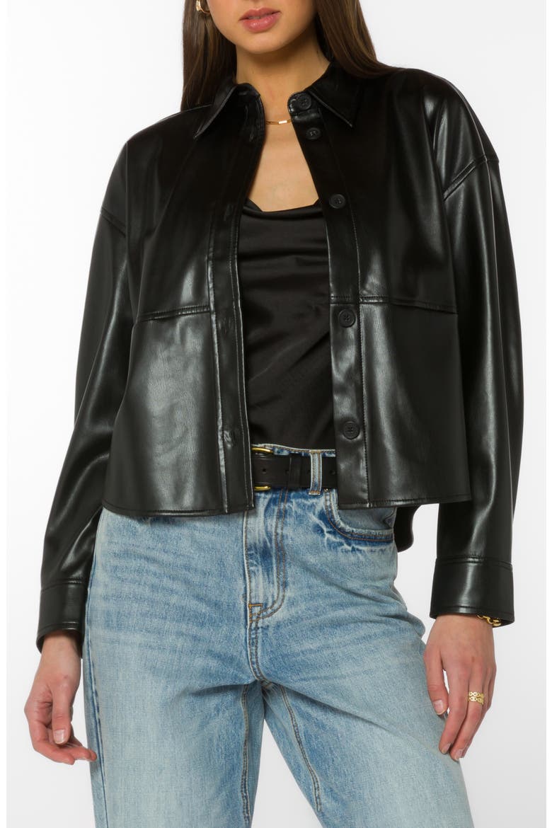 Halo Faux Leather Jacket, Main, color, BLACK