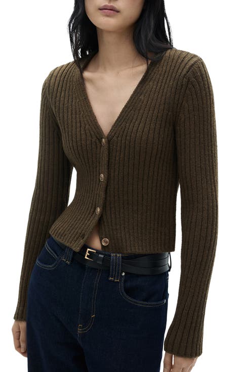 V-Neck Rib Cardigan
