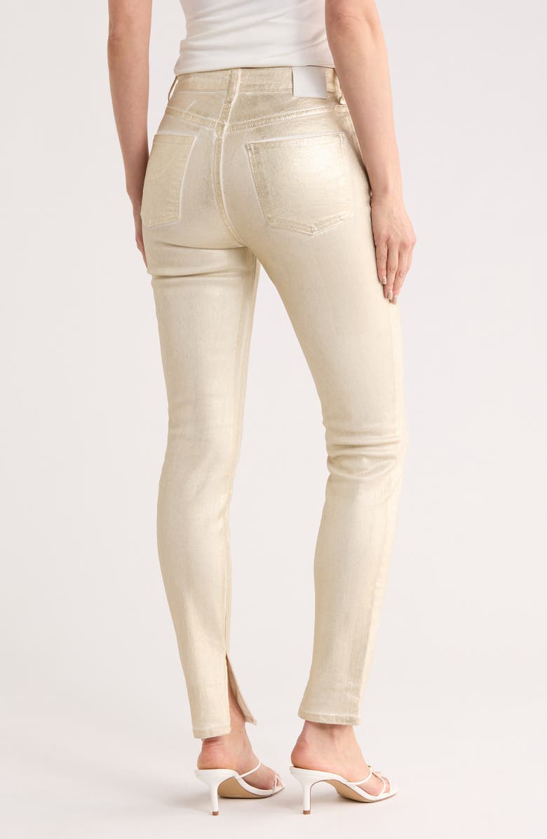 Simkhai Rae Metallic High Waist Ankle Skinny Jeans, Alternate, color, Matte Gold